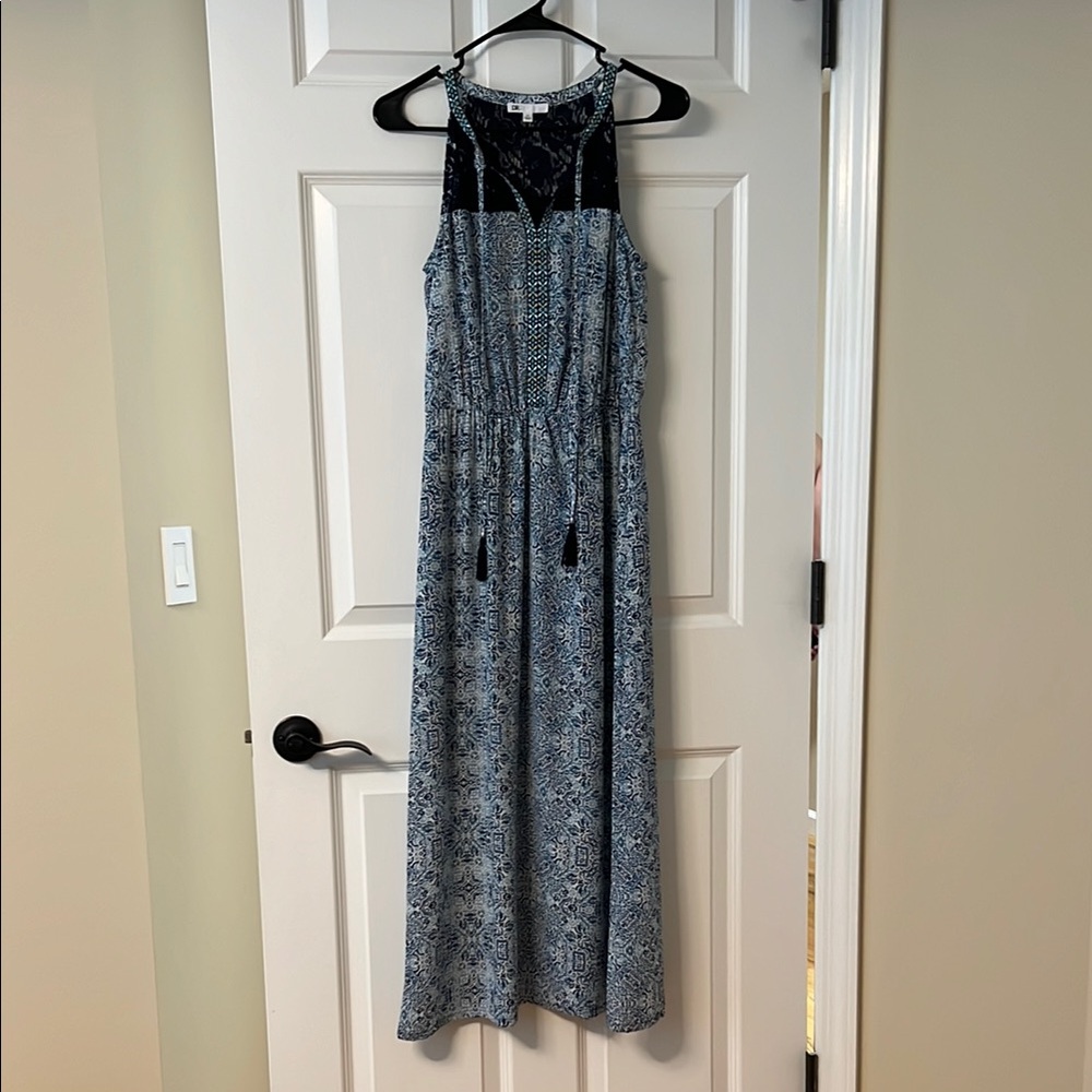 DR2 Black and Blue Patterned Maxi Dress